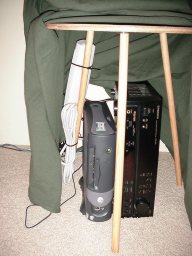 A view under the table skirt